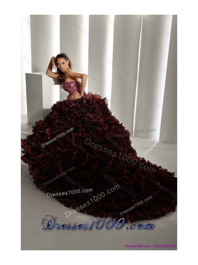 2015 Modest Multi Color Quinceanera Gowns with Ruffles and Appliques