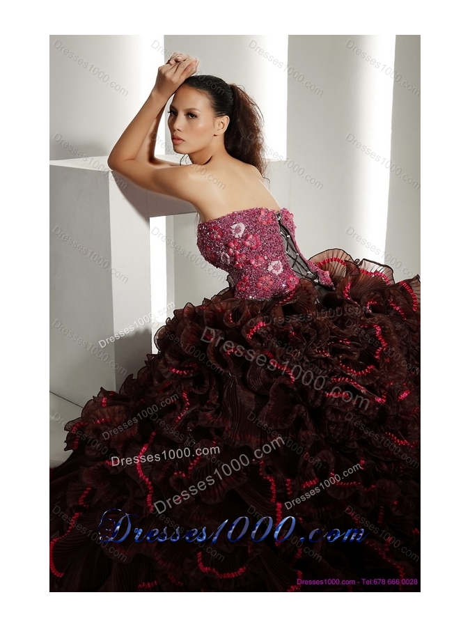 2015 Modest Multi Color Quinceanera Gowns with Ruffles and Appliques