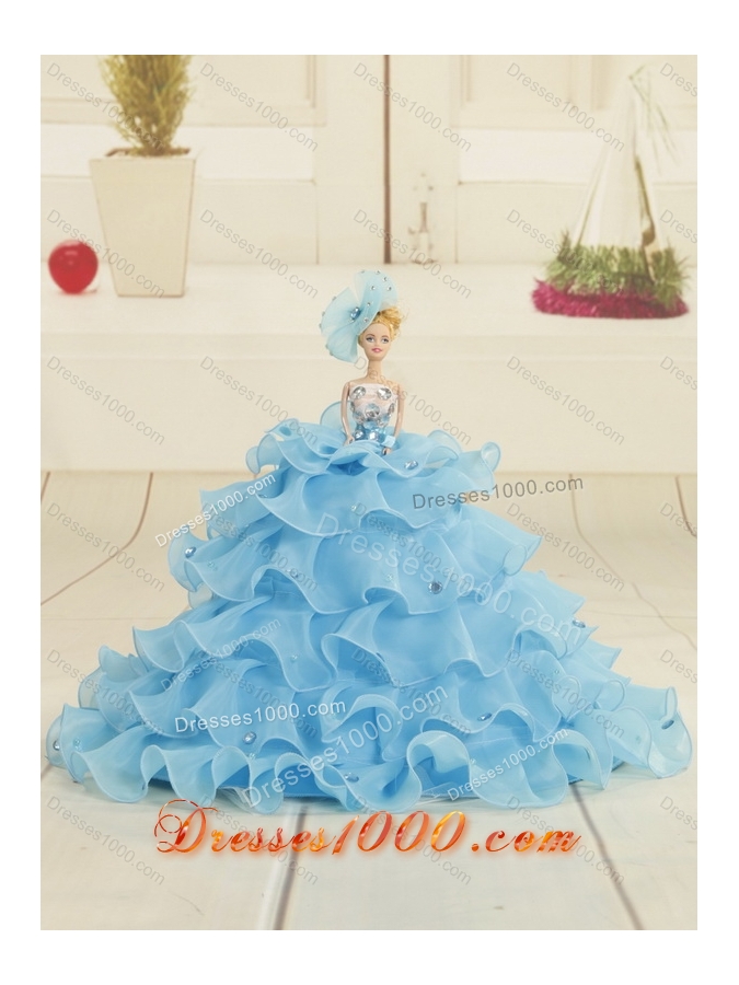 2015 Beading Baby Blue Quinceanera Dresses with Bownot