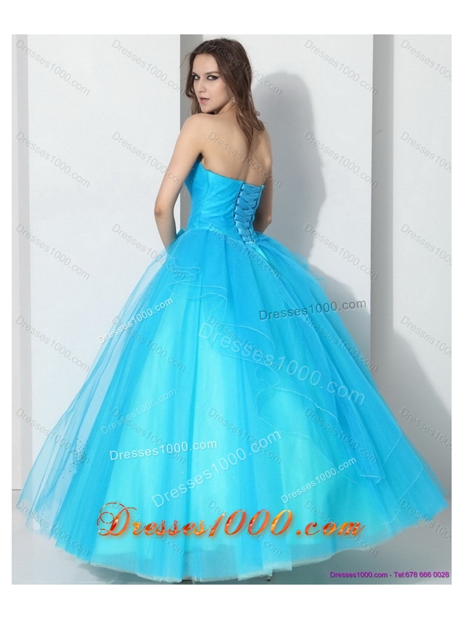 2015 Beading Baby Blue Quinceanera Dresses with Bownot