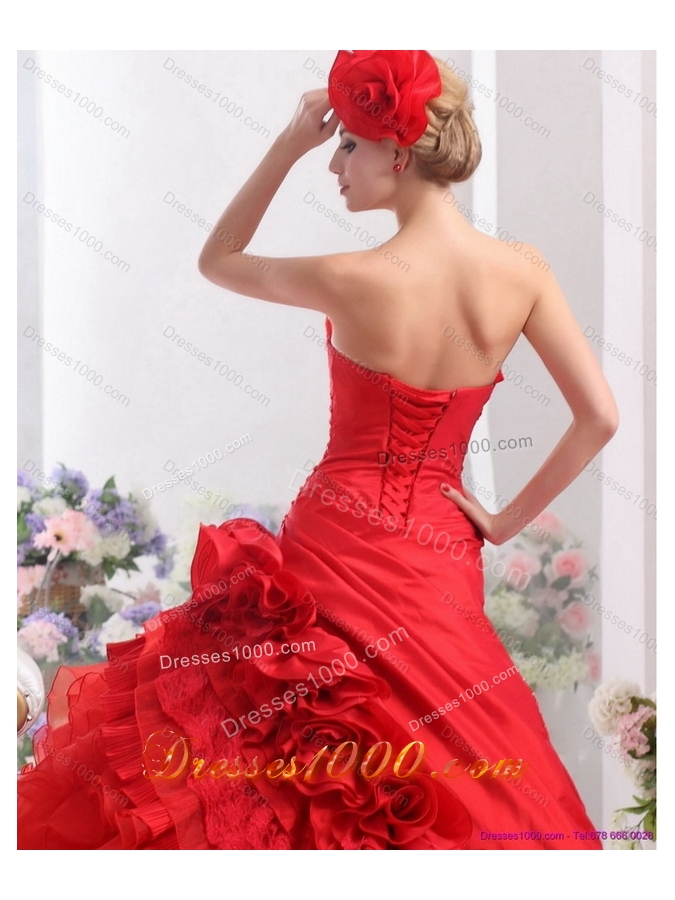 2015 Romantic Strapless Dresses for a Quinceanera with Hand Made Flowers