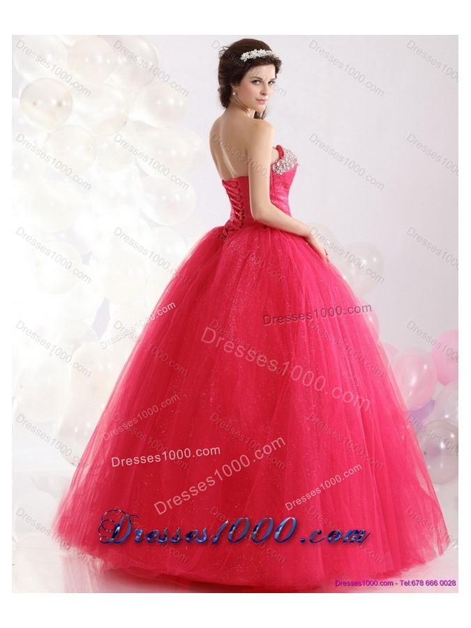 2015 Unique Sweetheart Red Sweet Sixteen Dresses with Rhinestones