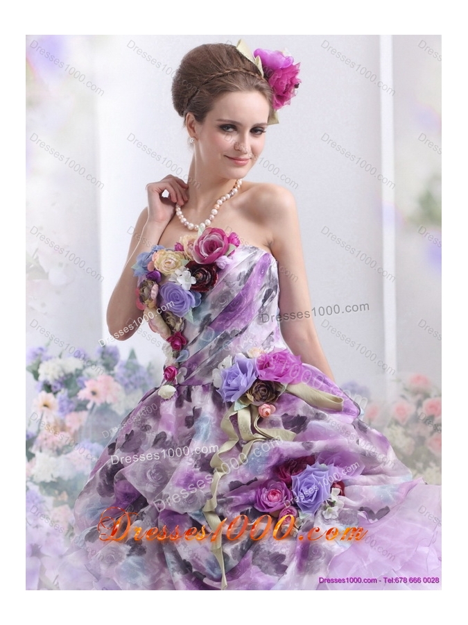 Luxurious 2015 Multi Color Sweet Sixteen Dresses with Hand Made Flowers and Ruffles