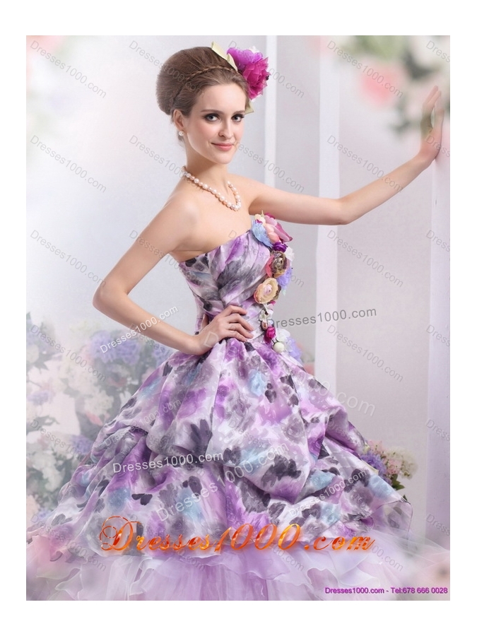 Luxurious 2015 Multi Color Sweet Sixteen Dresses with Hand Made Flowers and Ruffles