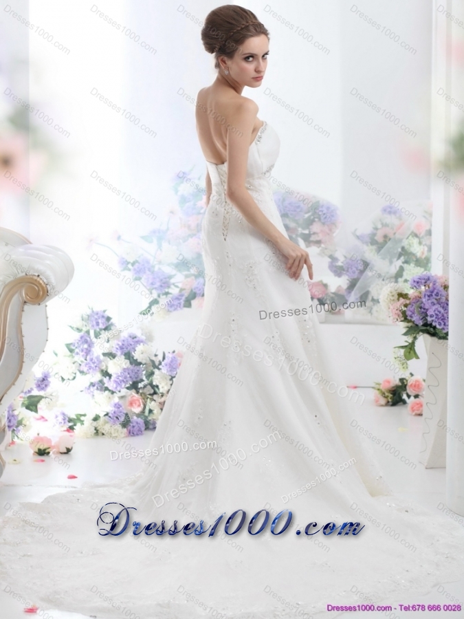 2015 Perfect Sweetheart Wedding Dress with Beadings