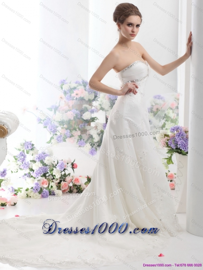 2015 Perfect Sweetheart Wedding Dress with Beadings
