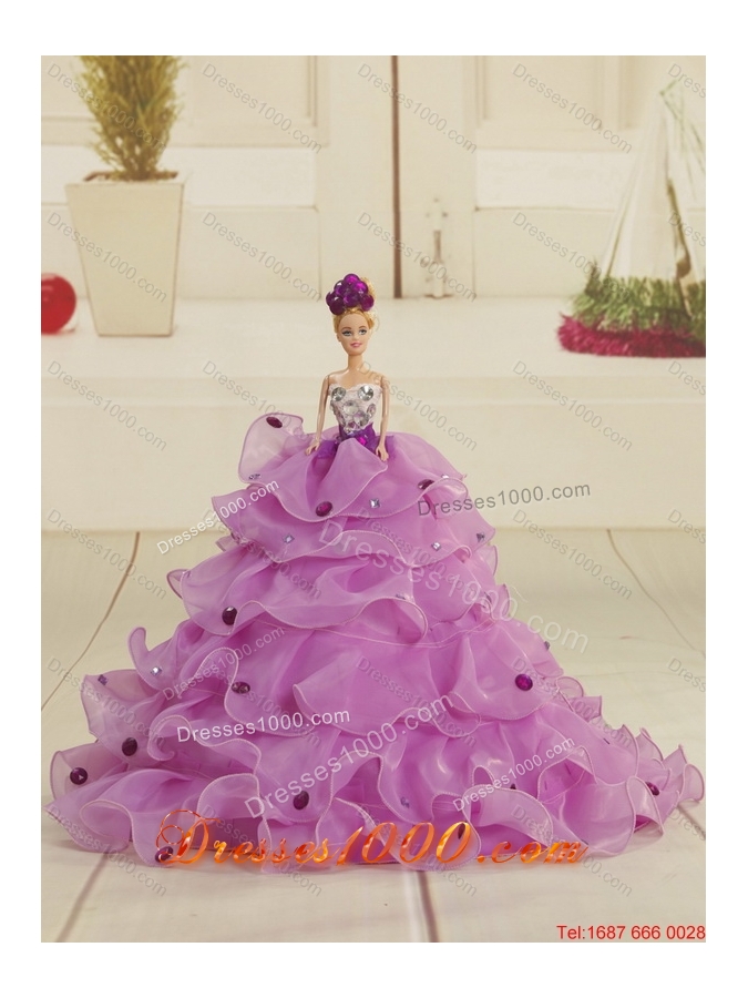 2015 New Style Lilac Quinceanera Gown with Beading and Ruffled Layers