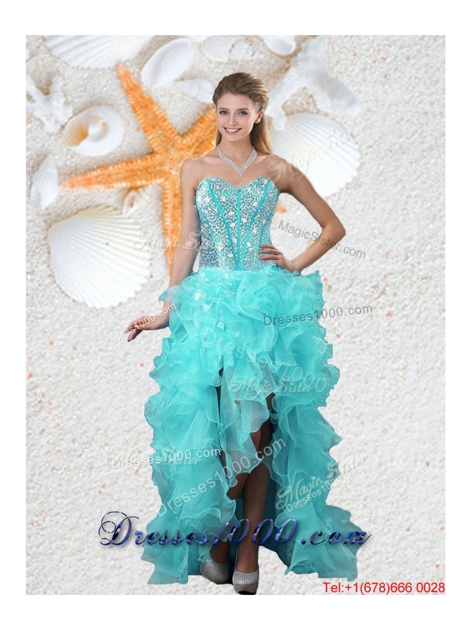 2016 Spring Perfect Aqua Blue Detachable Quinceanera Gowns with Beading and Ruffles