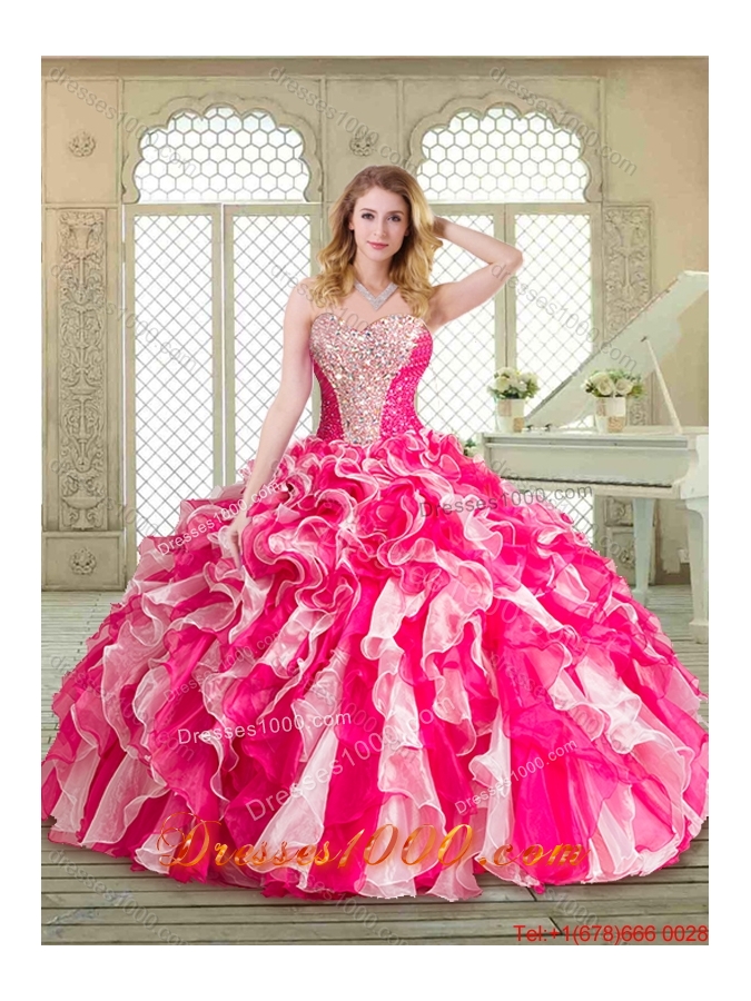 Fashionable Floor Length Sweet 16 Gowns with Beading and Ruffles