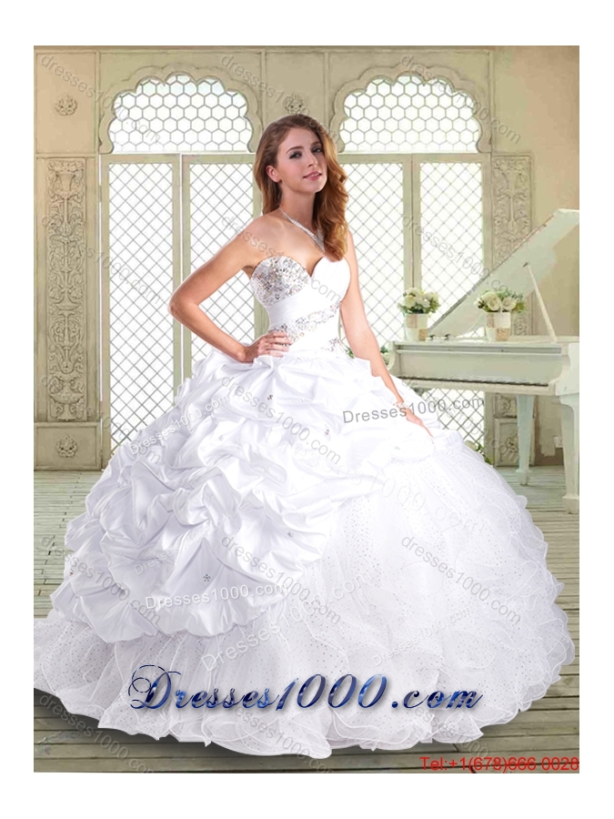 Perfect Brush Train Sweet 16 Dresses with Beading and Pick Ups