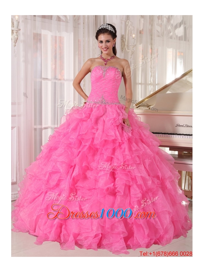 2016 Spring Exclusive Ball Gown Strapless Sweet 16 Gowns with Beading