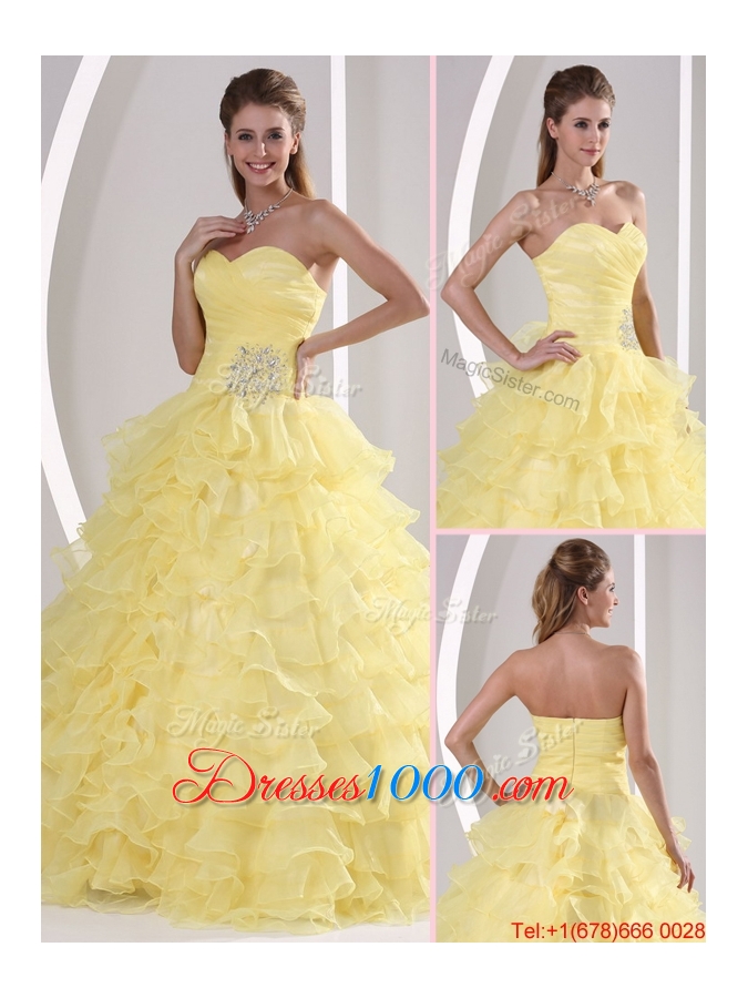 Designer Sweetheart Quinceaners Gowns with Appliques and Ruffled Layers
