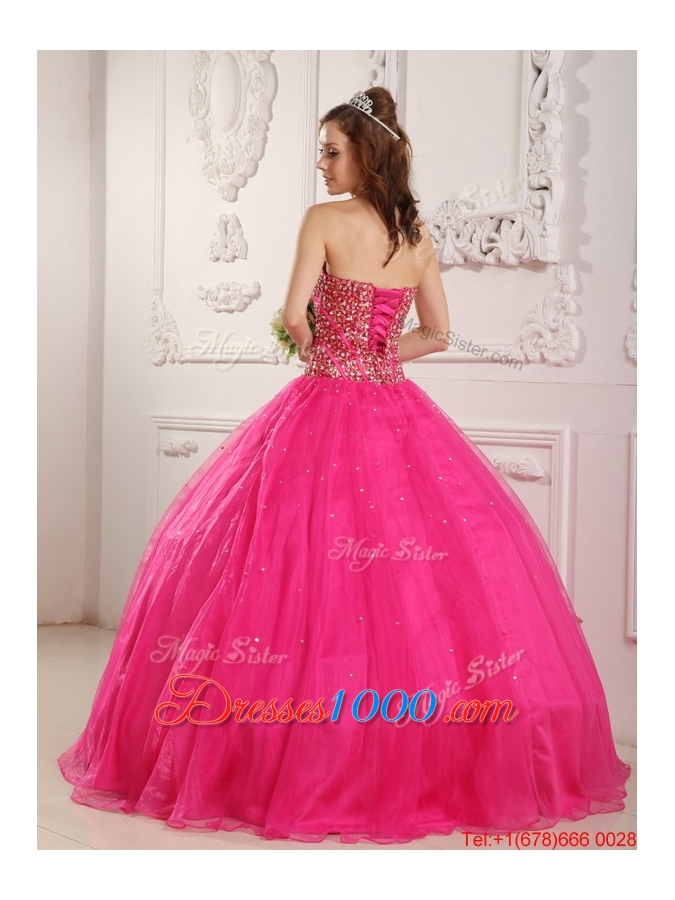 Hot Sale Hot Pink A Line Sweetheart Floor Length Quinceanera Dresses