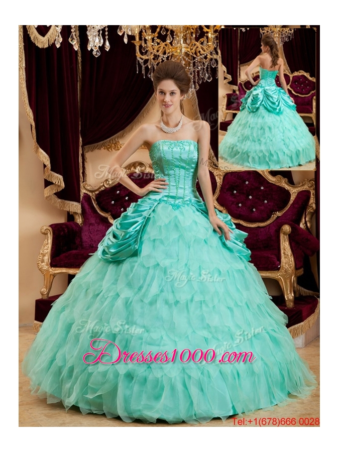 Most Popular Ball Gown Floor Length Ruffles Quinceanera Dresses