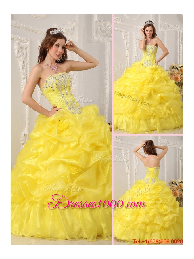 Most Popular Yellow Quinceanera Dresses with Beading and Ruffles
