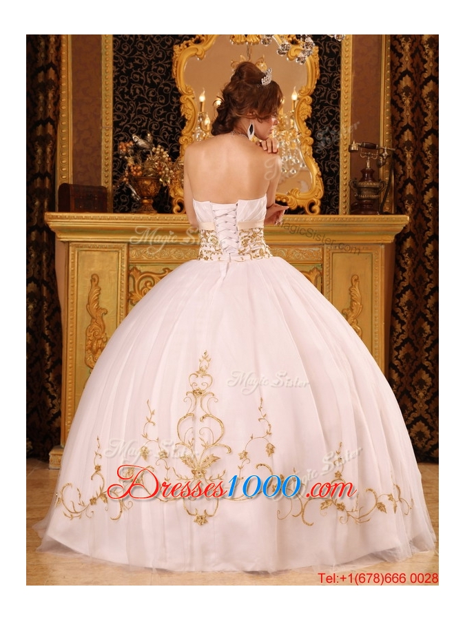Spring Designer White Strapless Quinceanera Dresses with Appliques