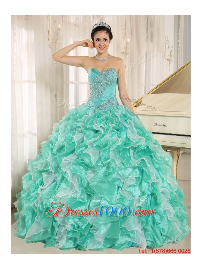 Brand New Apple Green Quinceanera Dresses with Beading and Ruffles