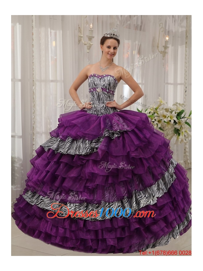 Brand New Sweetheart Beading Sweet Fifteen Dresses in Purple