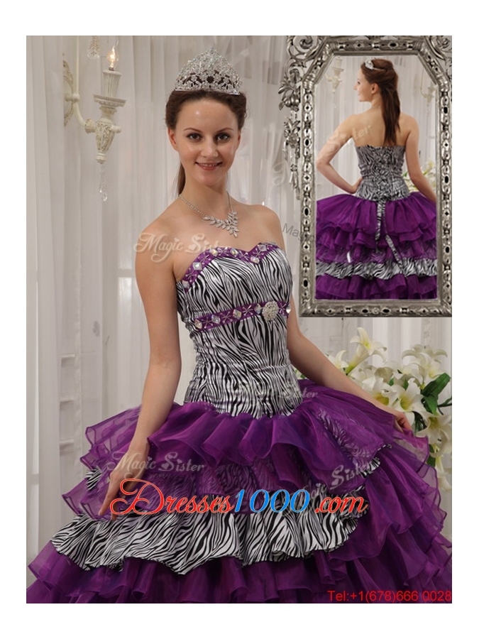 Brand New Sweetheart Beading Sweet Fifteen Dresses in Purple