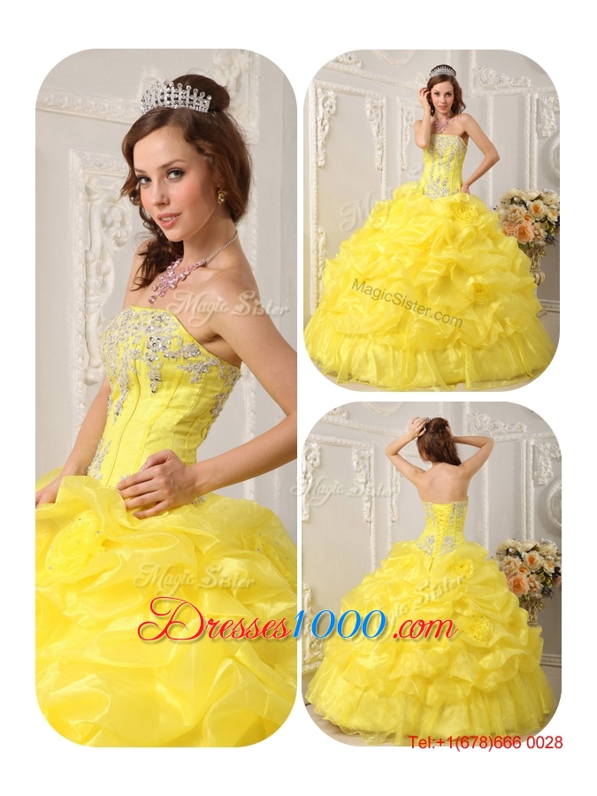 Elegant Ball Gown Strapless Floor Length Quinceanera Dresses