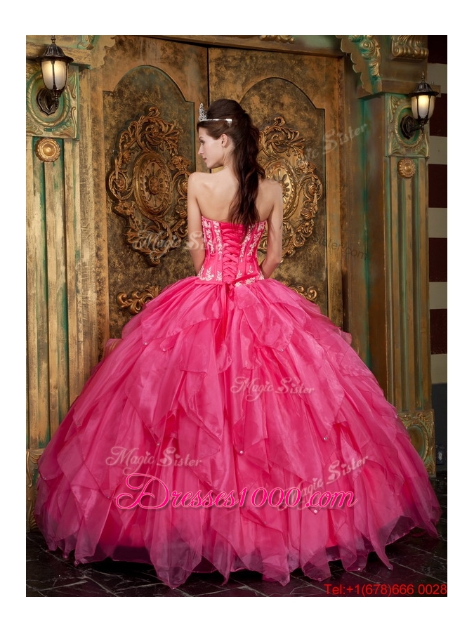Latest Ball Gown Floor Length Hot Pink Quinceanera Dresses