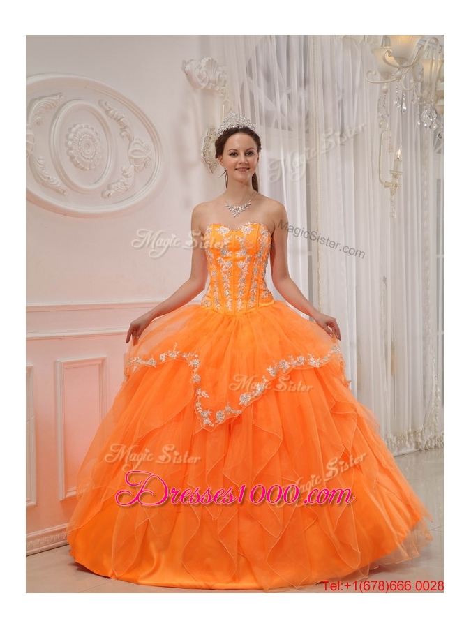 Most Popular Ball Gown Sweetheart Appliques Quinceanera Dresses