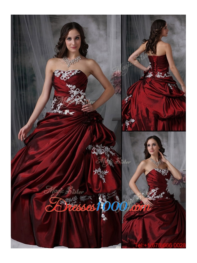 New Style Ball Gown Strapless Appliques Quinceanera Dresses