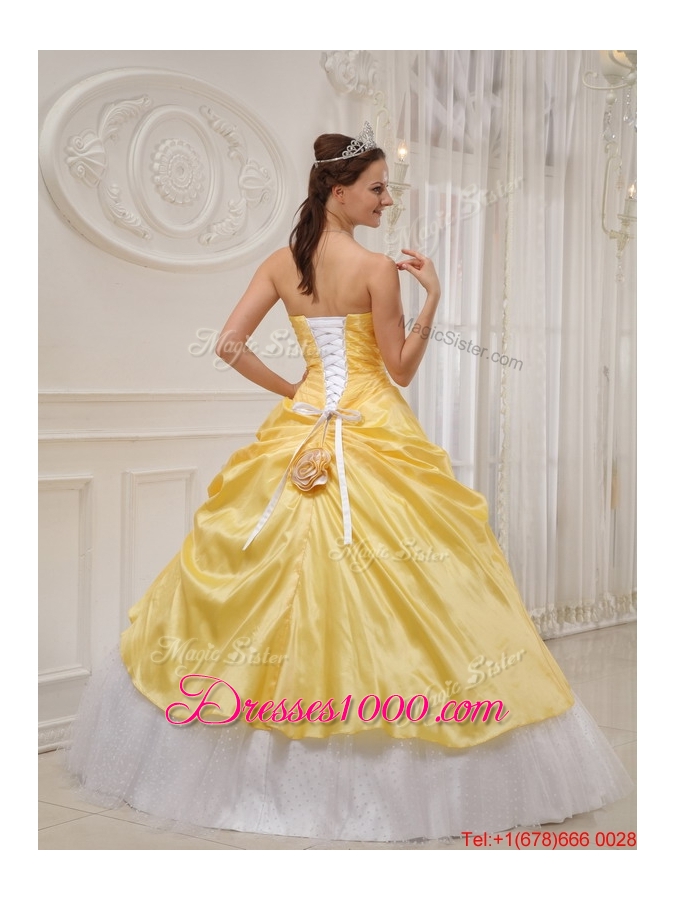 New Style Yellow Ball Gown Strapless Quinceanera Dresses