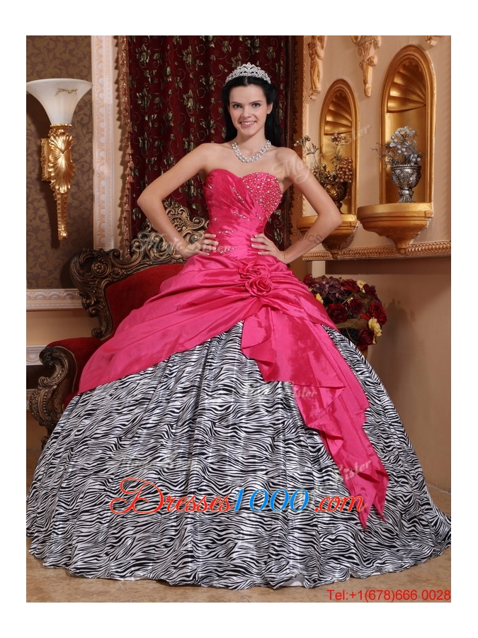 Elegant Ball Gown Hot Pink Quinceanera Gowns with Beading
