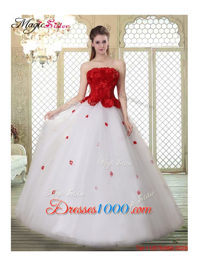 2016 Popular A Line Strapless Prom Dresses with Ruffles