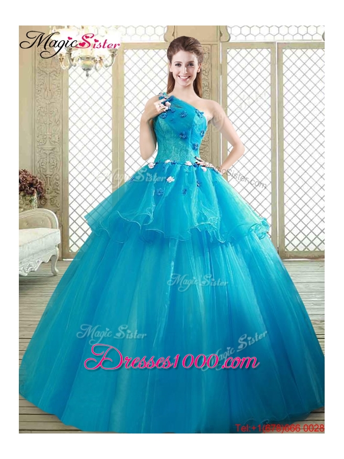 2016 Popular One Shoulder Quinceanera Dresses with Ruffles and Appliques
