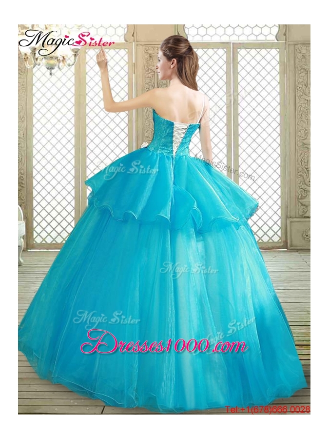 2016 Popular One Shoulder Quinceanera Dresses with Ruffles and Appliques
