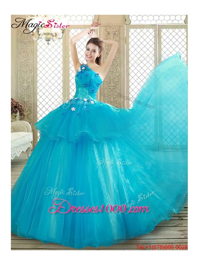 2016 Popular One Shoulder Quinceanera Dresses with Ruffles and Appliques