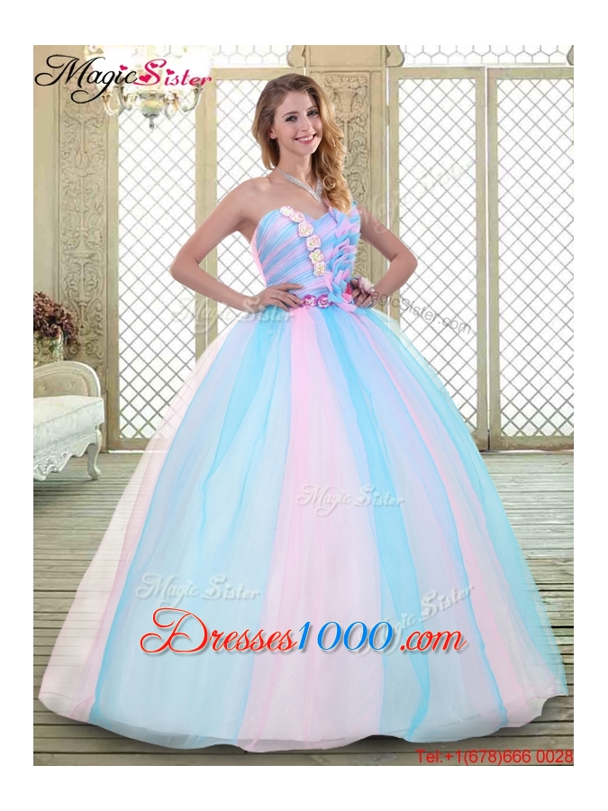 2016 Sweetheart Quinceanera Dresses with Hand Made Flowers