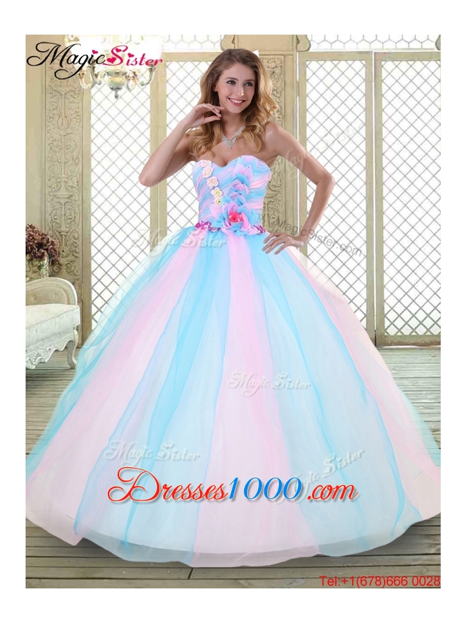 2016 Sweetheart Quinceanera Dresses with Hand Made Flowers