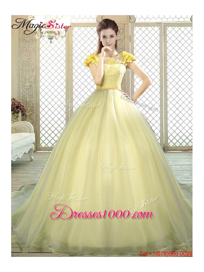 Discount Arrivals Bateau Brush Train Quinceanera Dresses