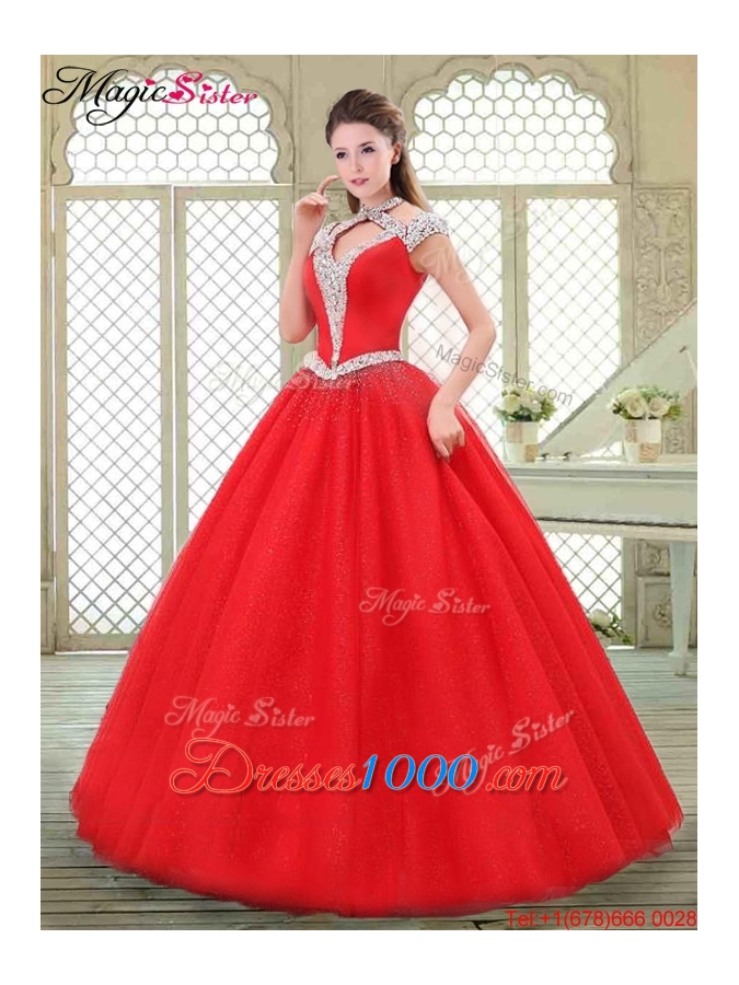 Discount Halter Top Quinceanera Gowns with Beading