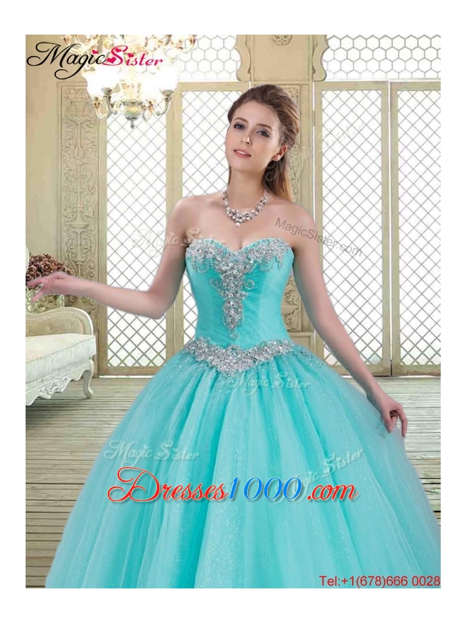 Elegant Sweetheart Brush Train 2016 Prom Dresses with Beading