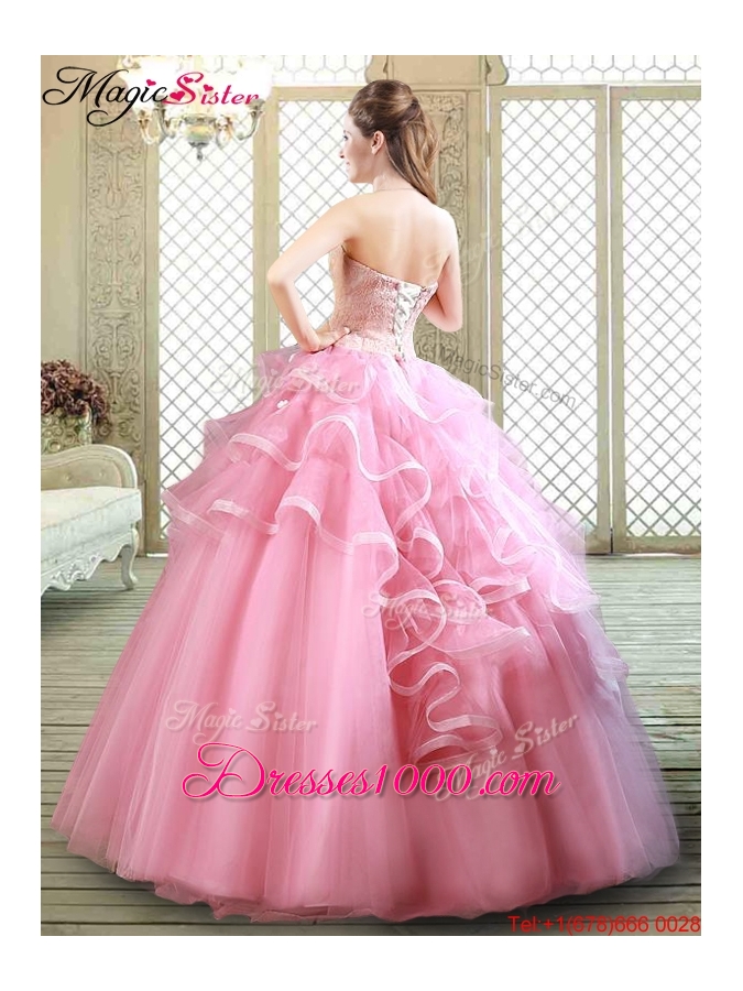 Lovely Strapless Discount Quinceanera Dresses with Appliques and Ruffles