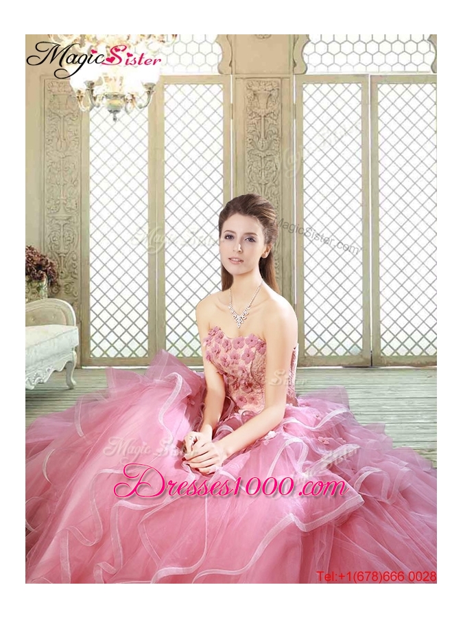 Lovely Strapless Discount Quinceanera Dresses with Appliques and Ruffles