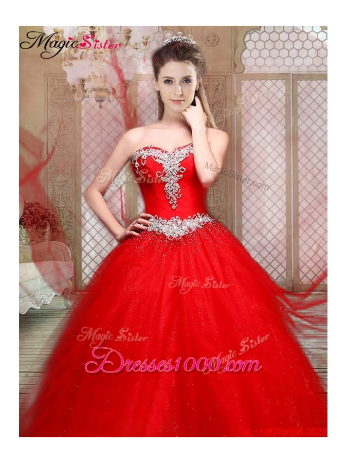 Popular Sweetheart Beading Quinceanera Gowns with Brush Train