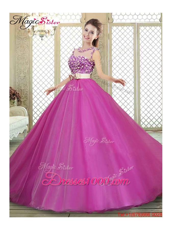 Discount Quinceanera Dresses with Belt and Appliques