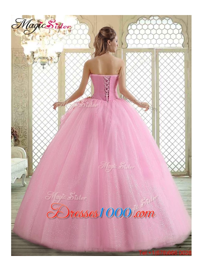 Hot Sale Sweetheart Rose Pink Quinceanera Dresses with Beading