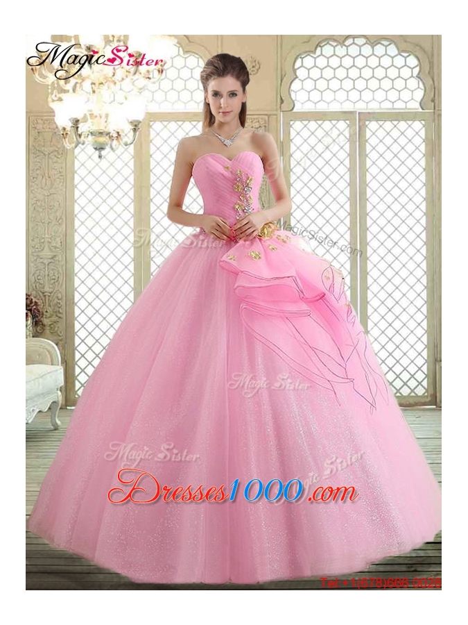 Hot Sale Sweetheart Rose Pink Quinceanera Dresses with Beading