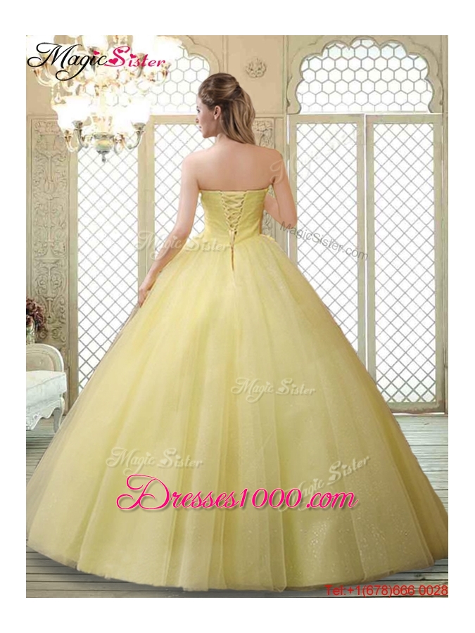 Romantic Strapless Quinceanera Gowns with Appliques and Beading for Fall