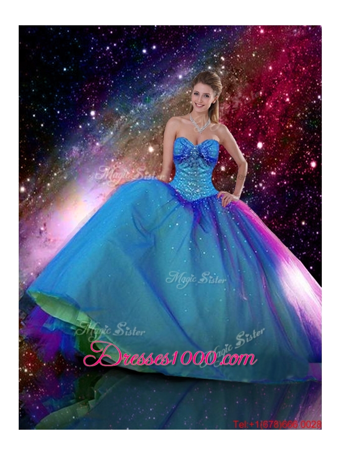 2016 Spring Romantic Ball Gown Sweetheart Beaded Detachable Quinceanera Dresses in Multi Color