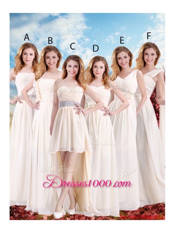 2016 Straps Lace Up Champagne Prom Dresses with Floor Length