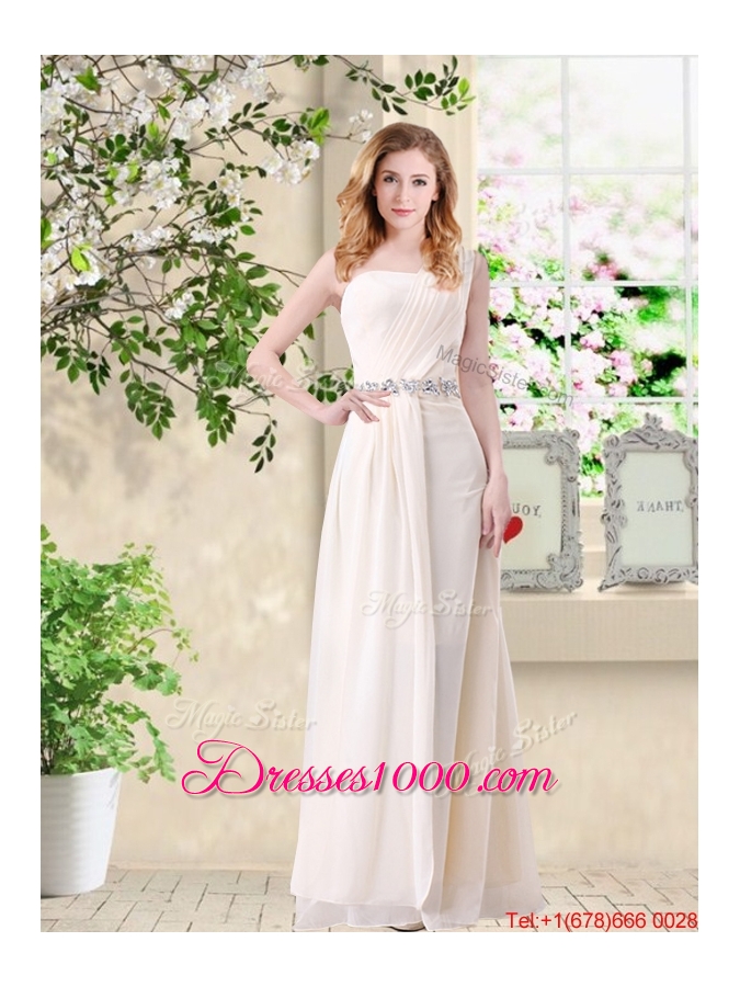 2016 Straps Lace Up Champagne Prom Dresses with Floor Length