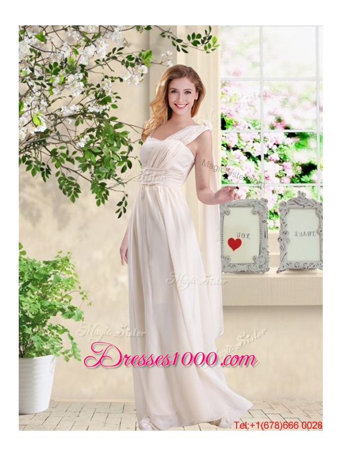 Beautiful V Neck Lace Up Prom Dresses with Hand Made Flowers