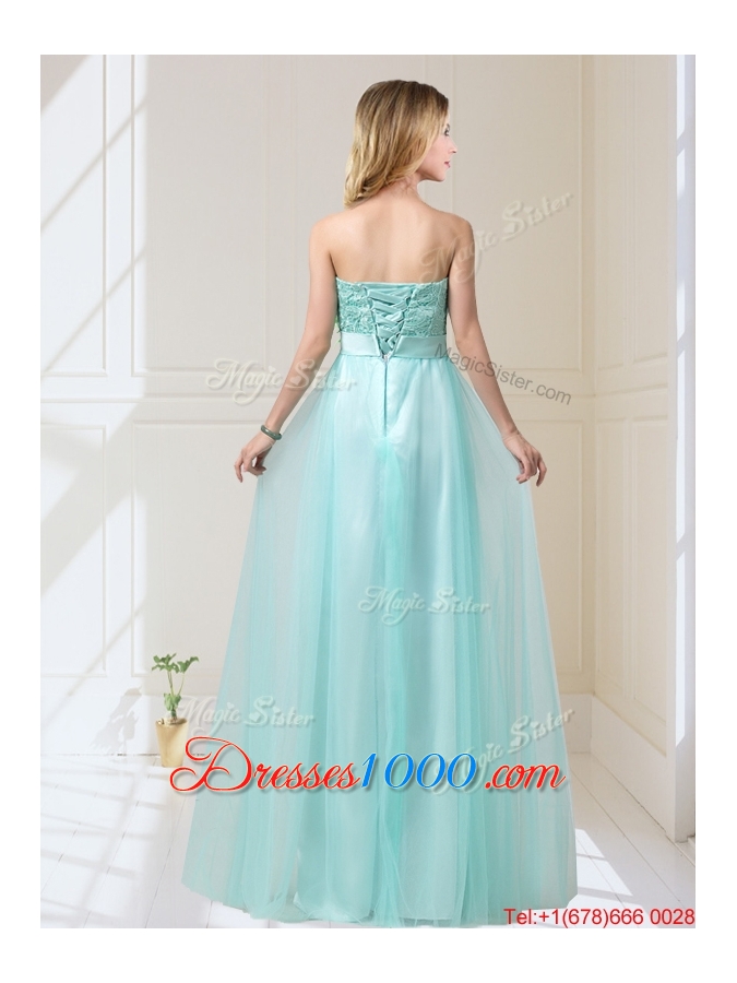 Elegant 2015 Empire Strapless Prom Dresses with Hand Made Flowers
